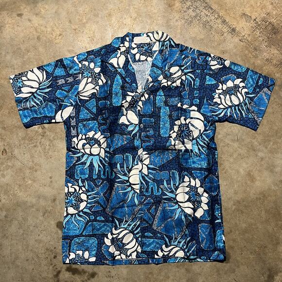 Vintage 80s Go Barefoot In Paradise Open Collar Hawaiian Shirt - Picture 1 of 4